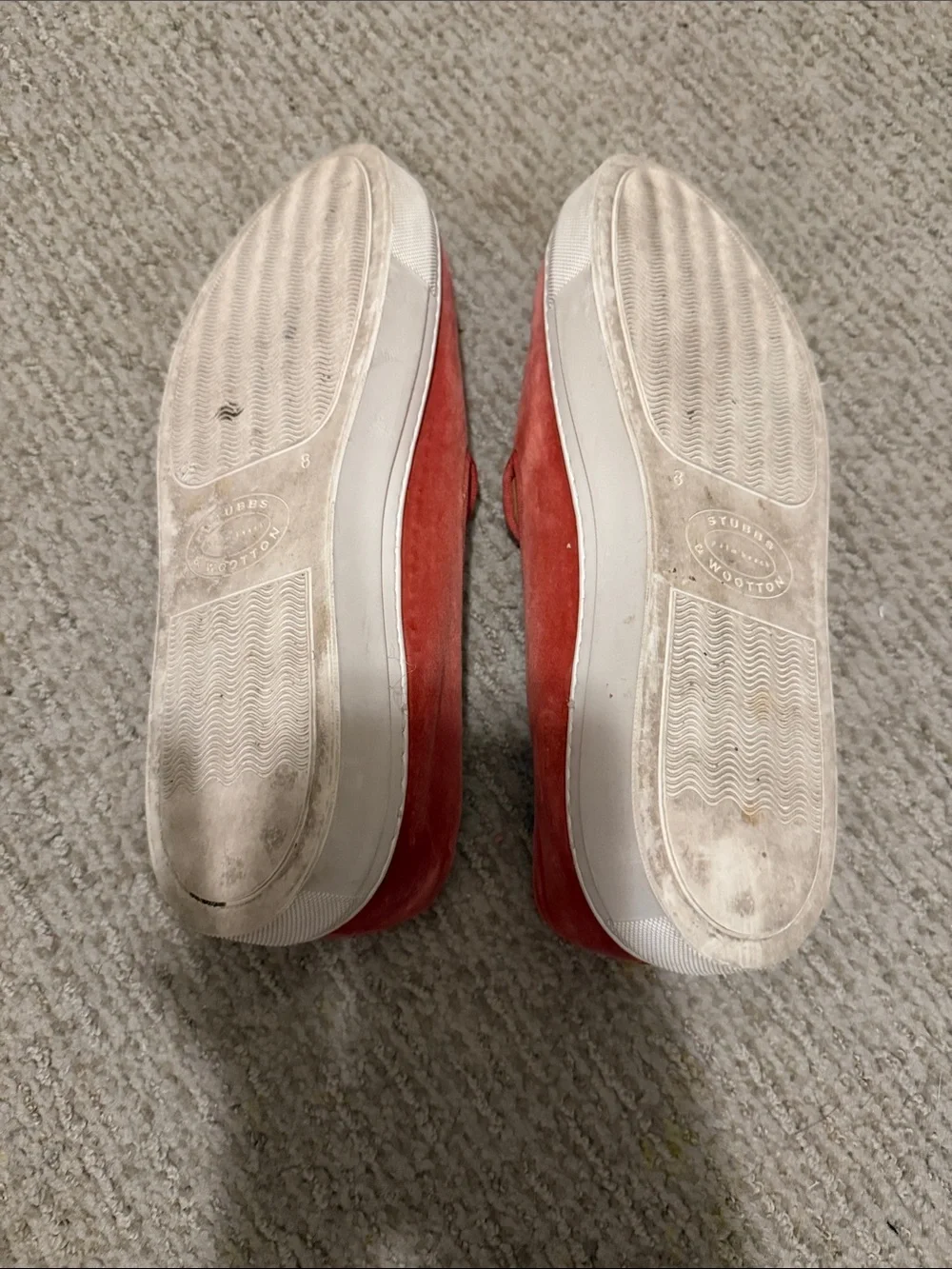 Stubbs & Wooten Coral Velvet Slip-On Sneakers with Palm Embroidery, Sz 8